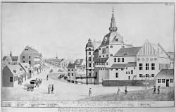 Københavns Slot, litografi fra 1698 af Carl Otto
